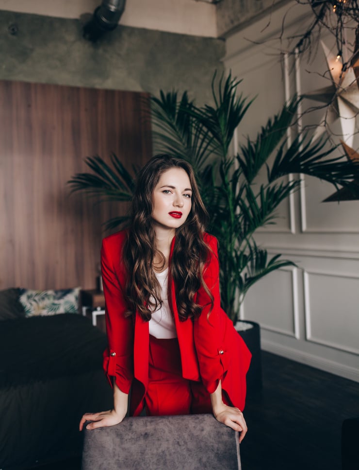 Woman in a Red Suit